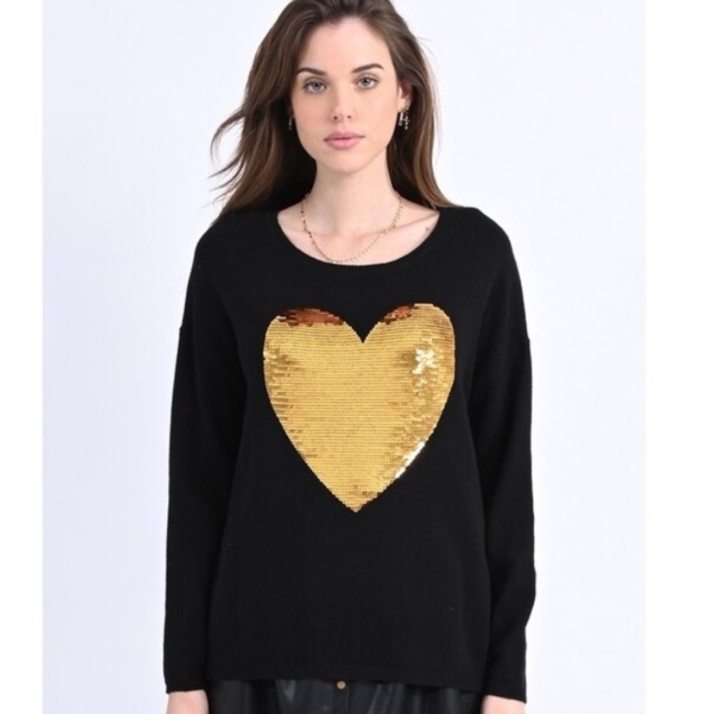Molly Bracken NWOT Glitter Heart Sweater- small